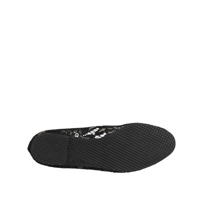 Dolce & Gabbana Black Taormina Lace Slip On Flats Shoes