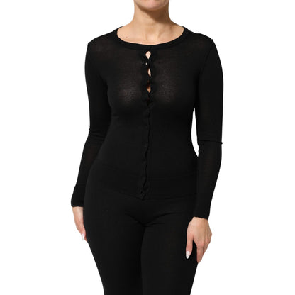 Dolce & Gabbana Black Virgin Wool Buttoned Cardigan Sweater Dolce & Gabbana