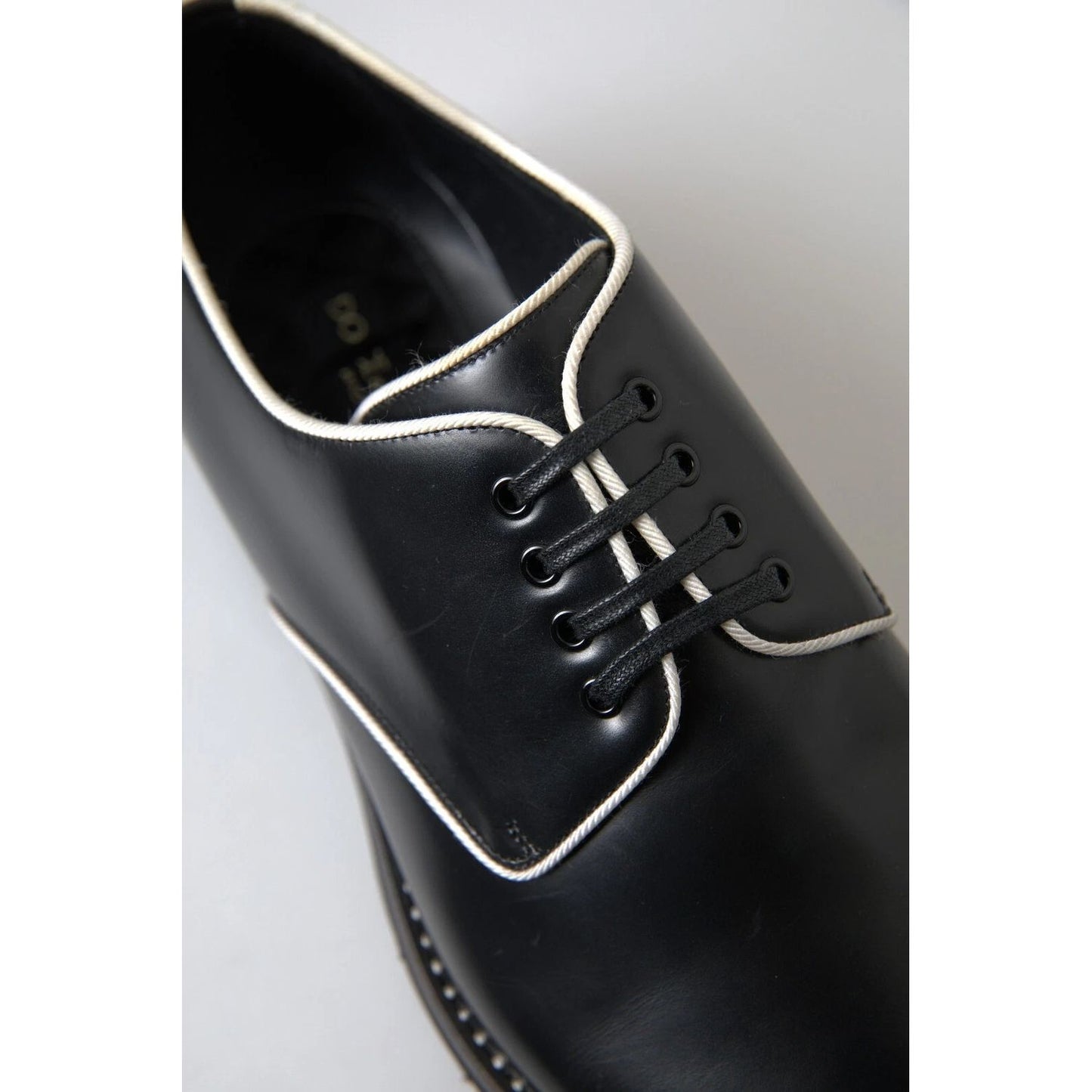 Dolce & Gabbana Black White Leather Formal Dress Shoes