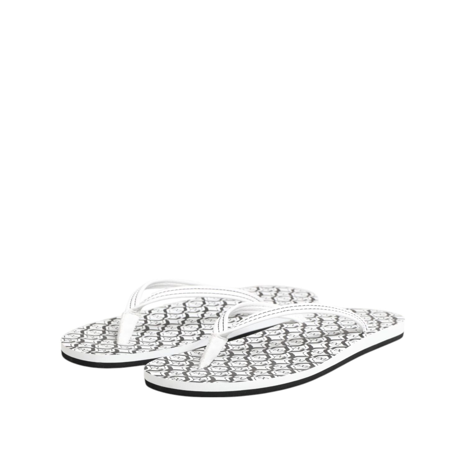 Dolce & Gabbana Black White Logo Beachwear Flats Slipper Shoes