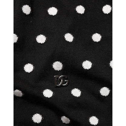Dolce & Gabbana Black White Stripe Polka V-Neck Pullover Sweater