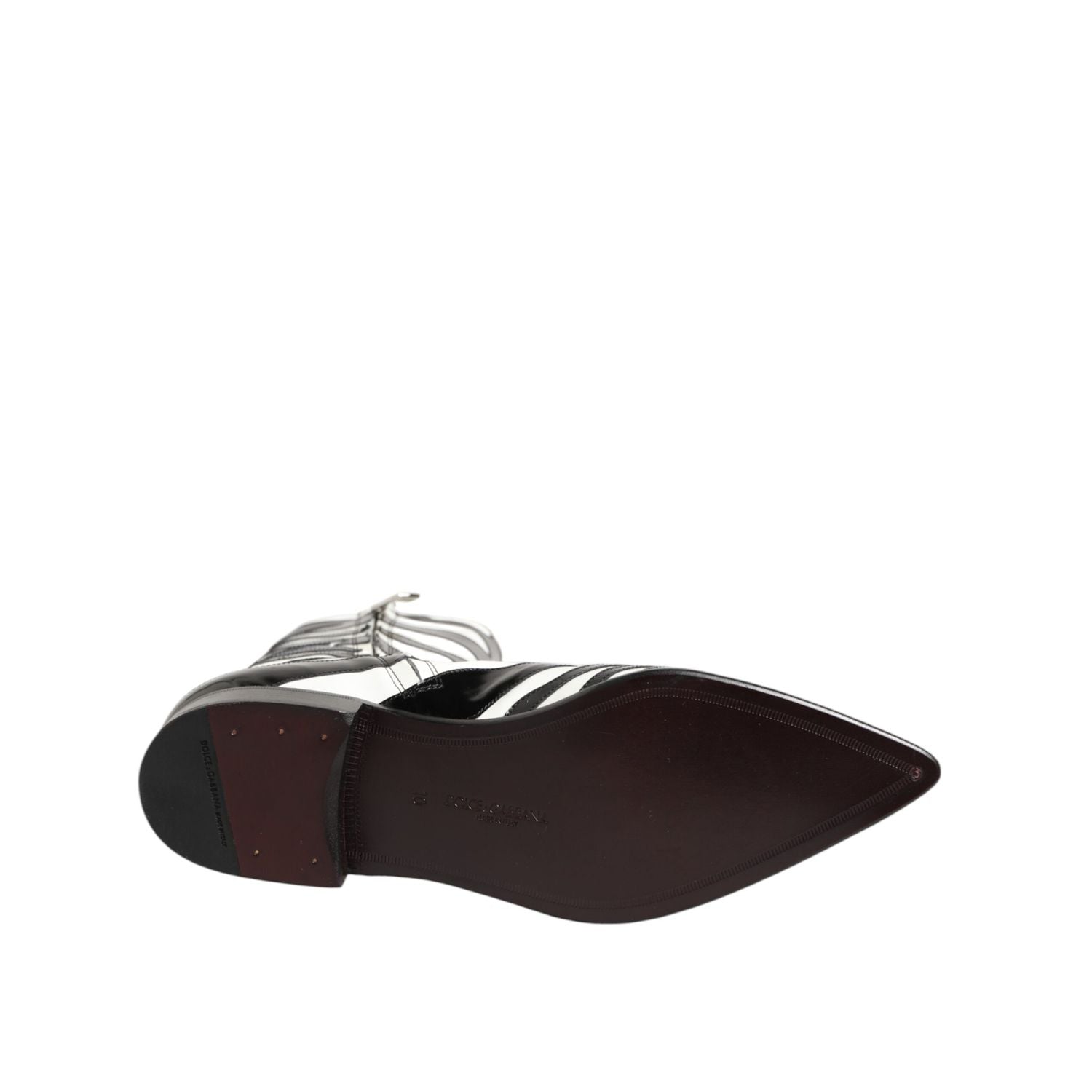 Dolce & Gabbana Black White Zebra Leather Mid Calf Boots Shoes