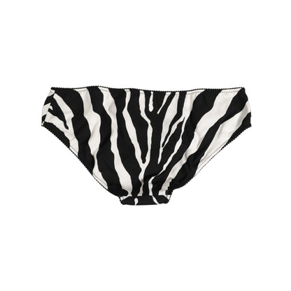 Dolce & Gabbana Black White Zebra Print Slip Briefs Underwear