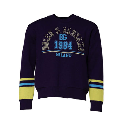 Dolce & Gabbana Blue 1984 Milano CrewNeck Sweatshirt Sweater with logo details and regular fit, made in Italy.