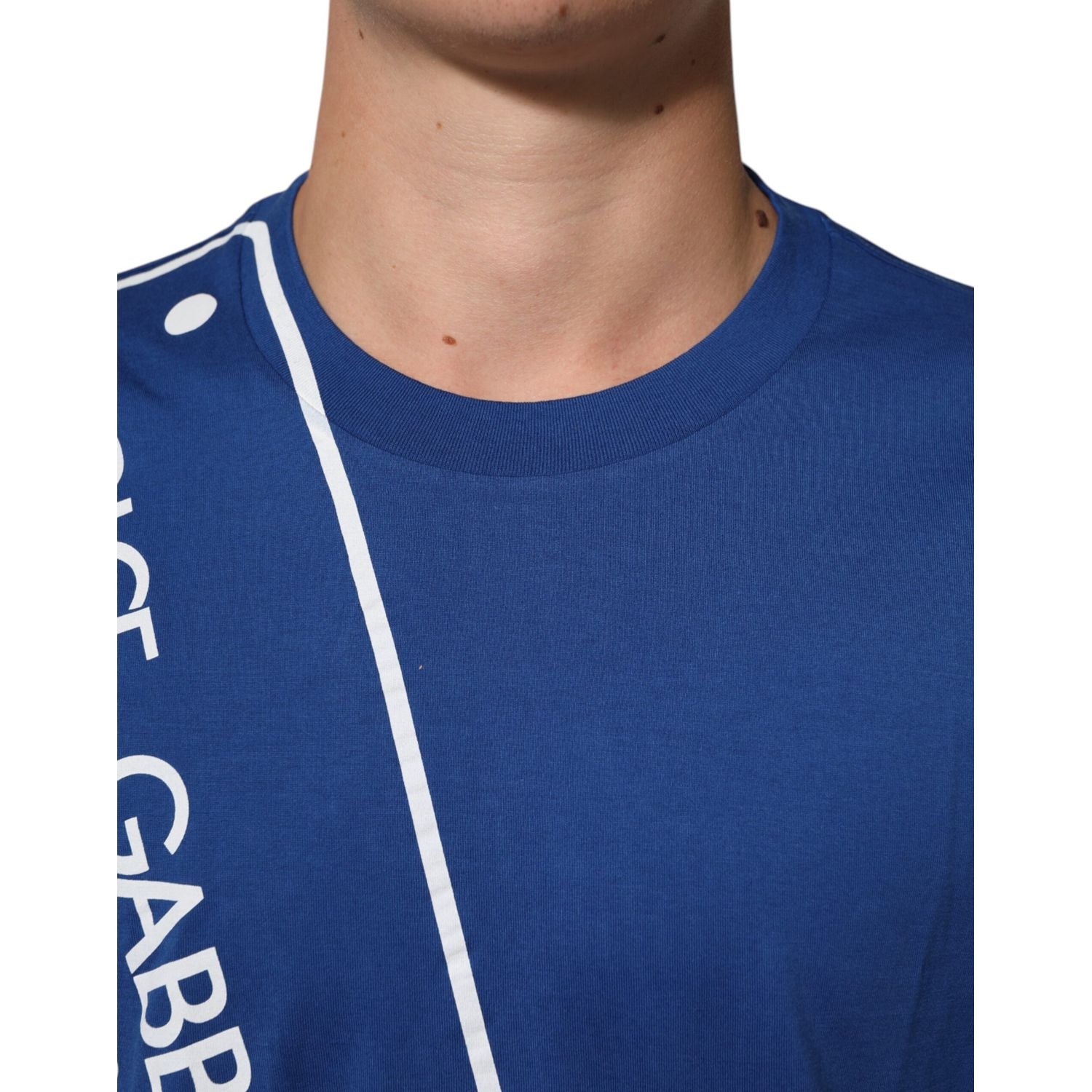 Dolce & Gabbana Blue Logo Print Cotton Crew Neck Men T-shirt