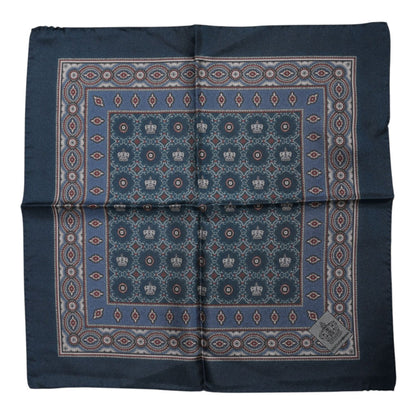 Dolce & Gabbana Blue Printed Silk Square Men Foulard Scarf