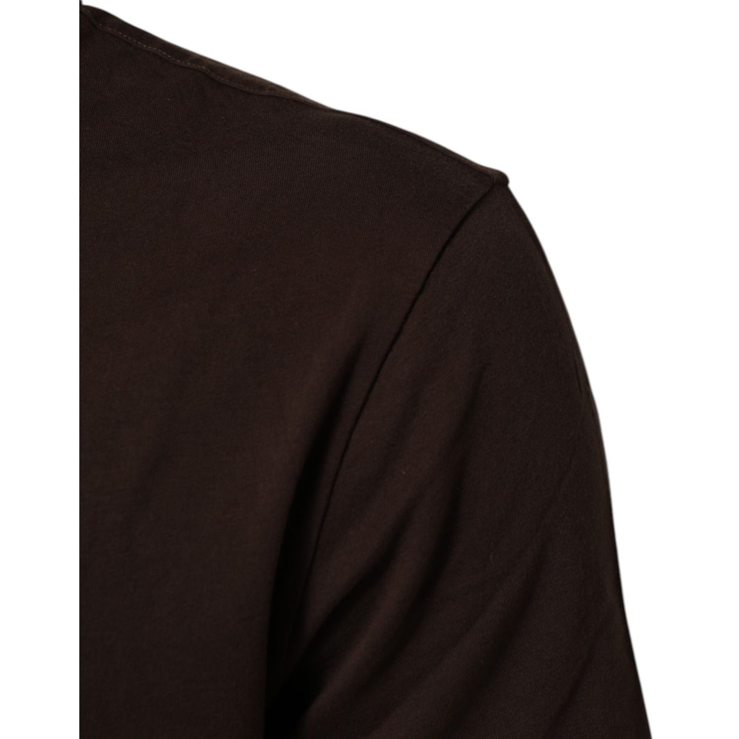 Dolce & Gabbana Brown Coin Laurel Print Men Crew Neck T-shirt