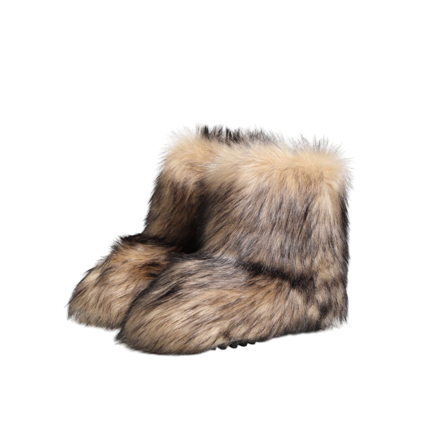 Dolce & Gabbana Brown Faux Skim Ski Fur Men Short Boots Shoes