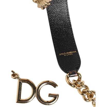 Dolce & Gabbana Brown Leopard Gold Brass Chain Accessory Shoulder Strap