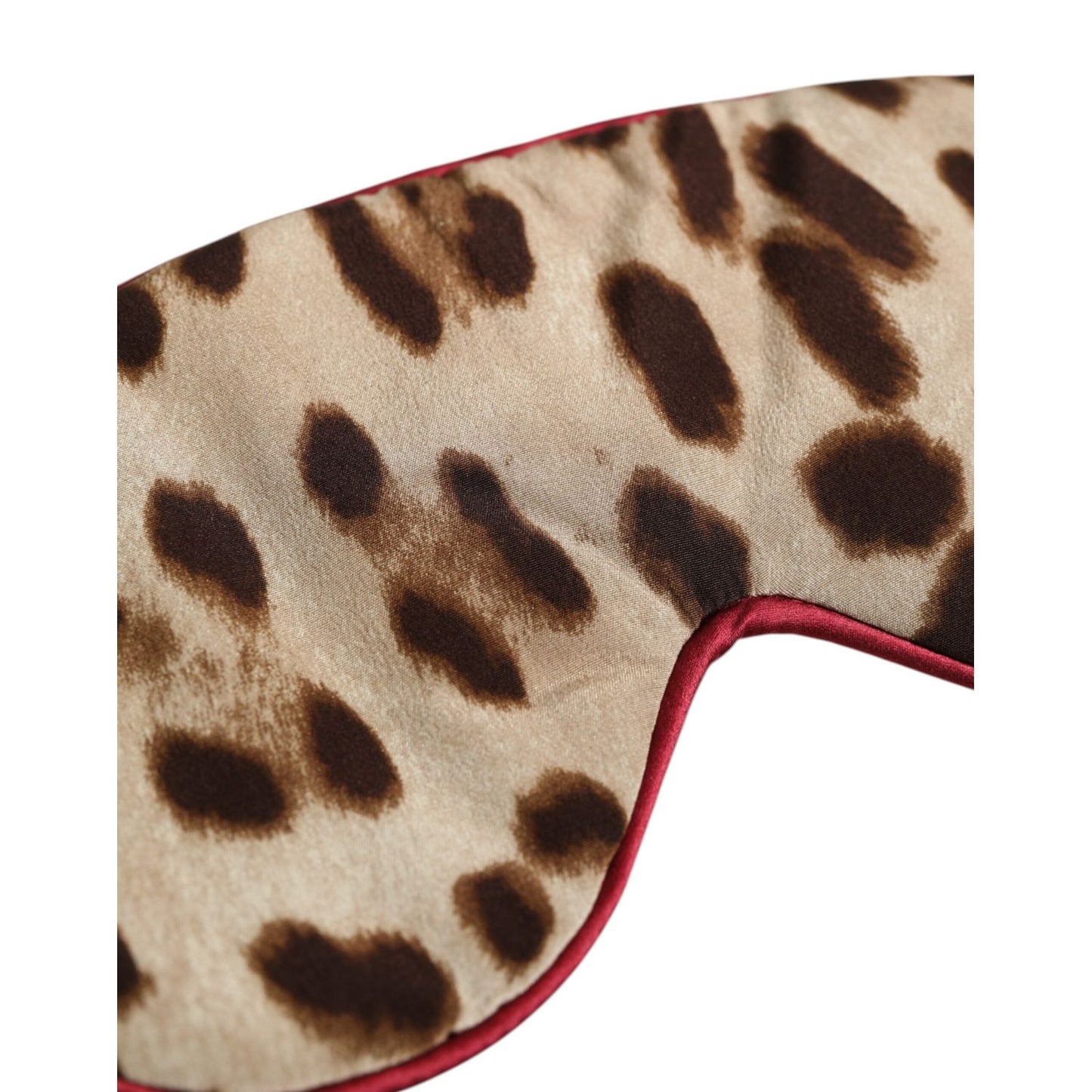 Dolce & Gabbana Brown Leopard Print Silk Women Accessory Sleep Eye Mask made in Italy, luxury women's sleep mask with cotton lining.