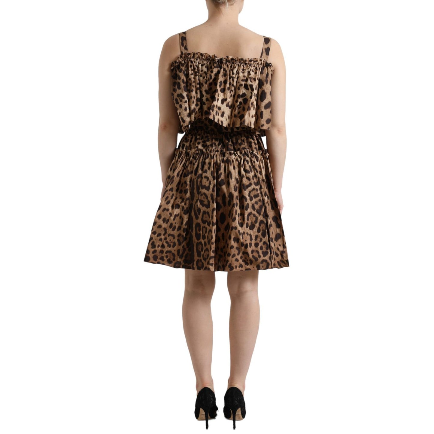 Dolce & Gabbana Brown Leopard Print Sleeveless A-line Dress