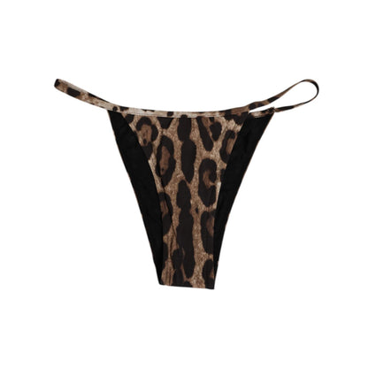 Dolce & Gabbana Brown Leopard Triangle Tanga Panty Underwear