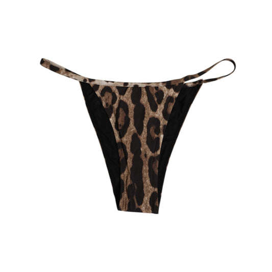 Dolce & Gabbana Brown Leopard Triangle Tanga Panty Underwear with iconic print and classic cut for a minimal fit.