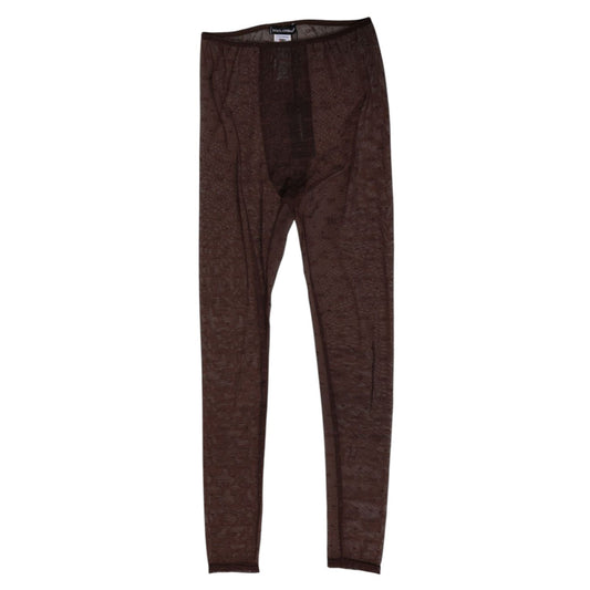 Dolce & Gabbana Brown Nylon Logo Lace Leggings Pants Underwear, featuring sleek design and logo details in soft, stretchy fabric.