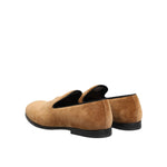 Dolce & Gabbana Brown Suede Slip On Men Loafers Formal Shoes with logo details, crafted in Italy.