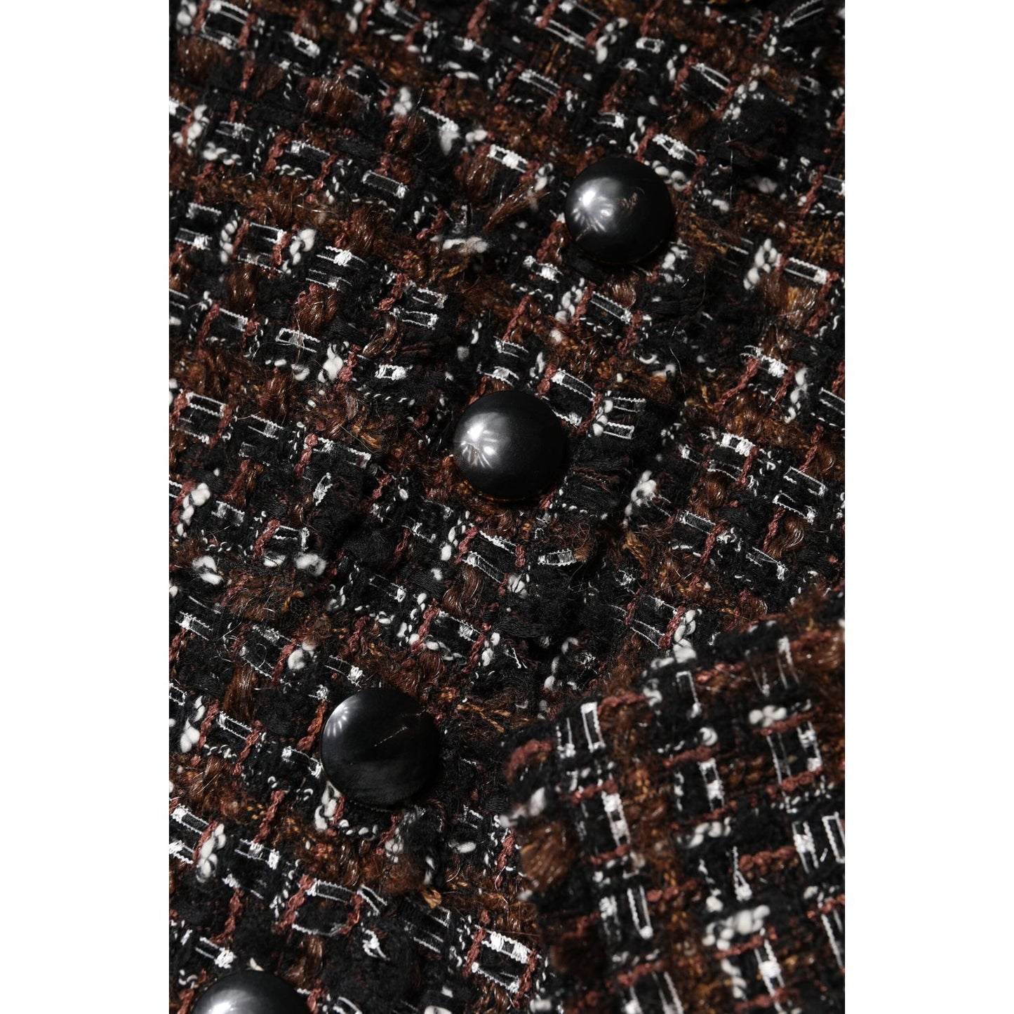 Dolce & Gabbana Brown Tweed Short Sleeves A-line Mini Dress