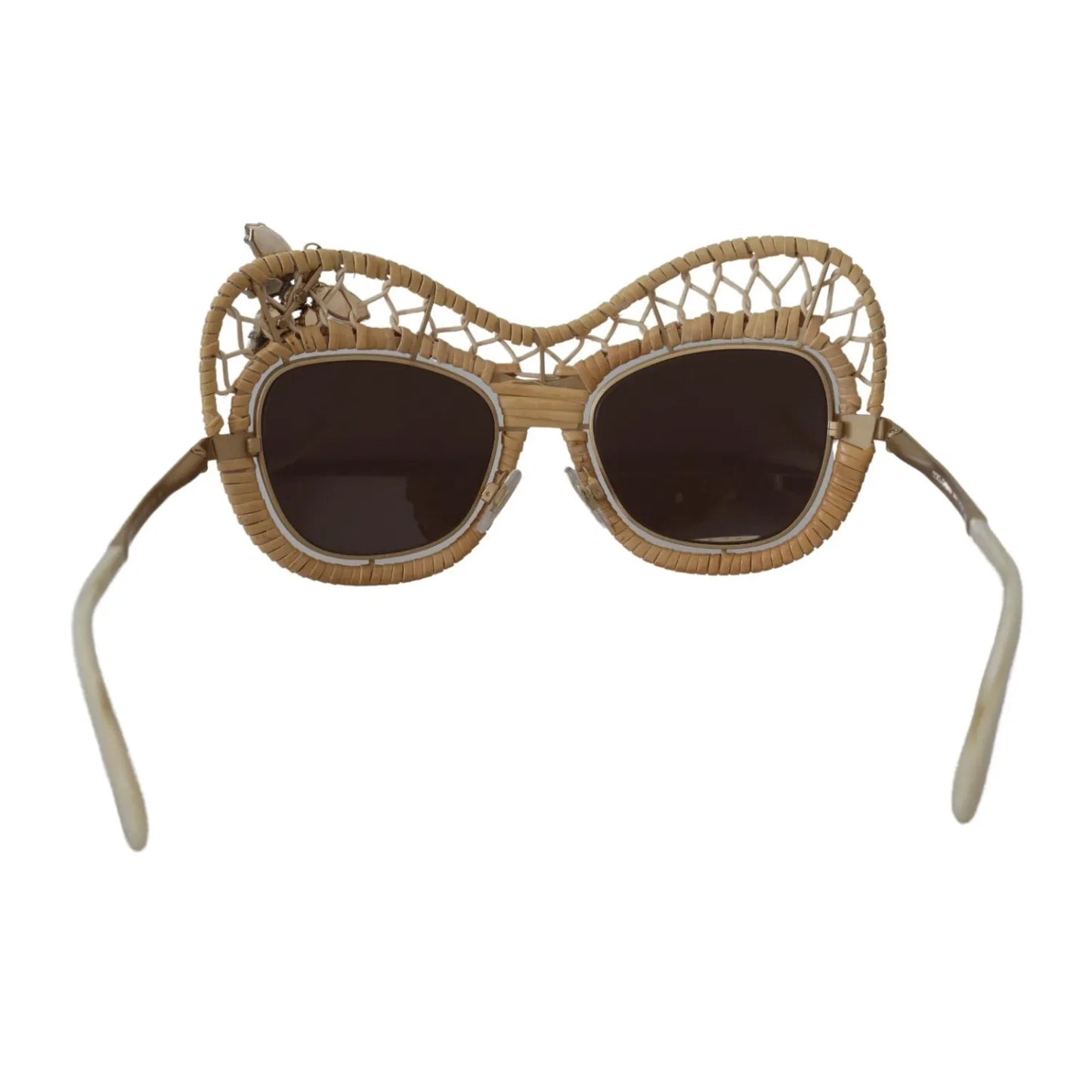 Dolce & Gabbana DG2159B Beige Gold Straw Butterfly Crystals Sunglasses
