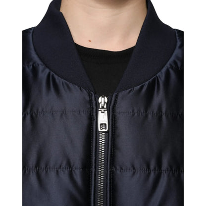 Dolce & Gabbana Dark Blue Quilted Full Zip Bomber Jacket