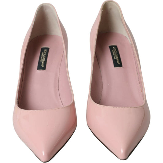 Dolce & Gabbana Light Pink Patent Leather Heels Pumps Shoes LA10754-35