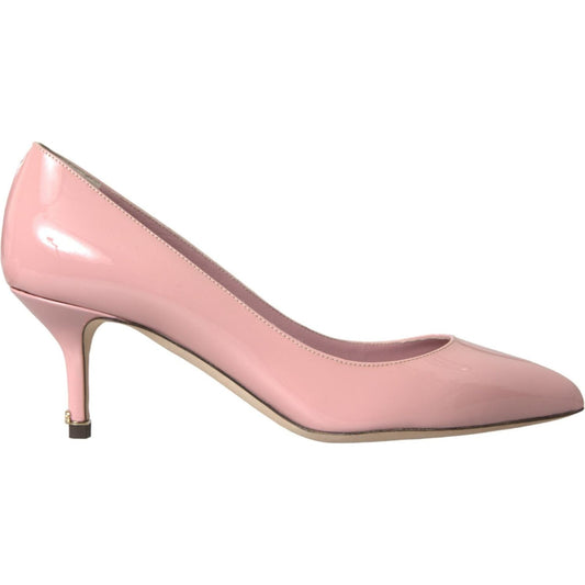 Dolce & Gabbana Light Pink Patent Leather Heels Pumps Shoes LA10754-35