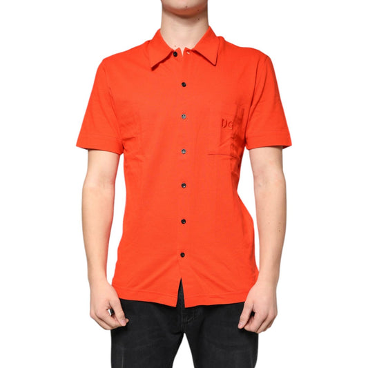Dolce & Gabbana Orange Cotton Button Down Casual Polo Shirt TSH84559-44