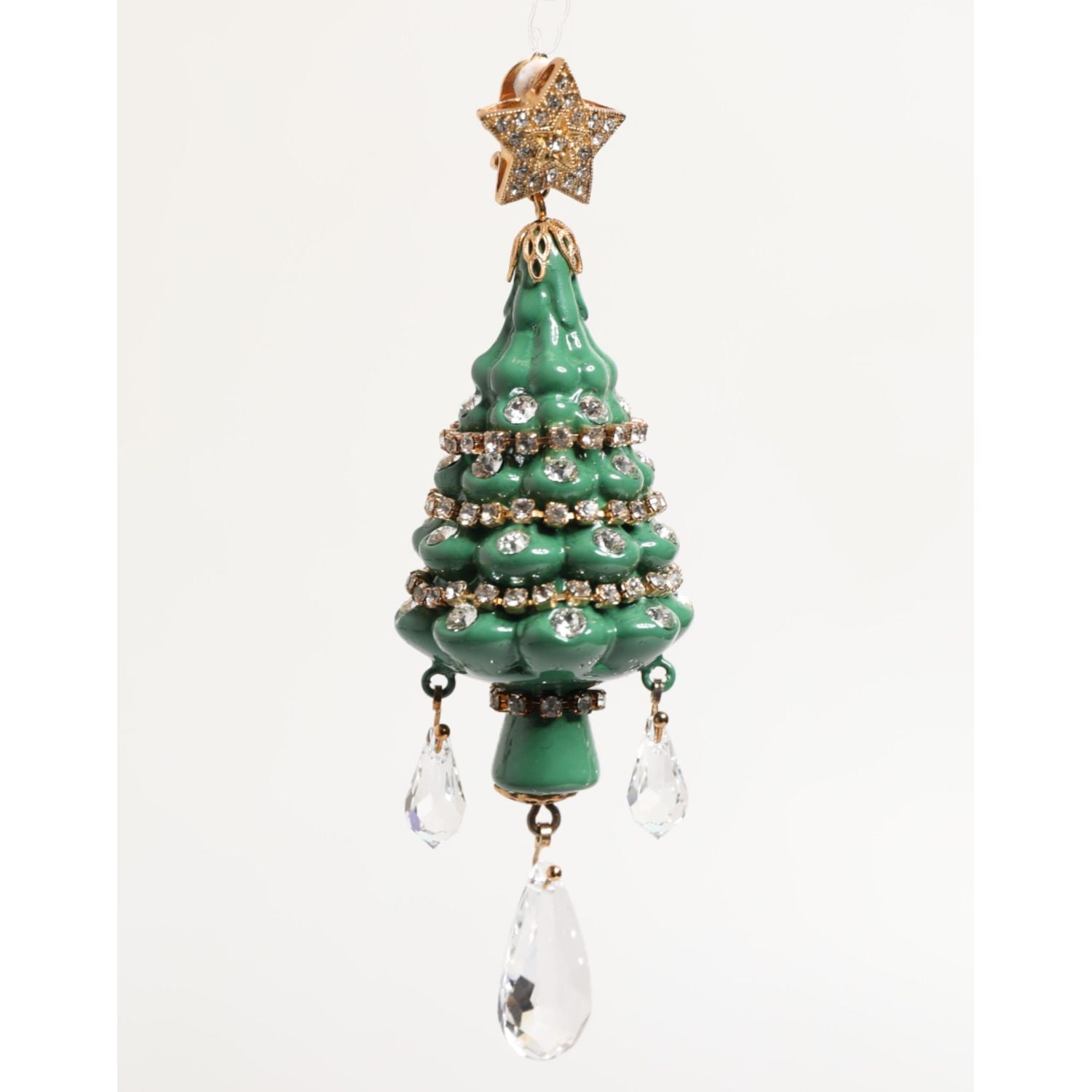 Dolce & Gabbana Gold Brass Multicolour Christmas Tree Earrings