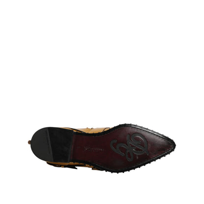 Dolce & Gabbana Gold Leather MONK STRAP Dress Formal Shoes sole view with logo