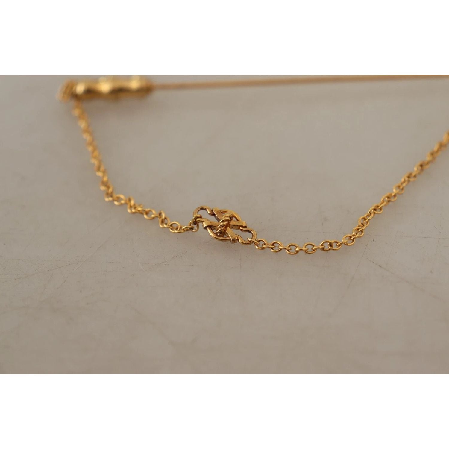 Dolce & Gabbana Gold Tone 925 Sterling Silver Crystal Chain Brooch