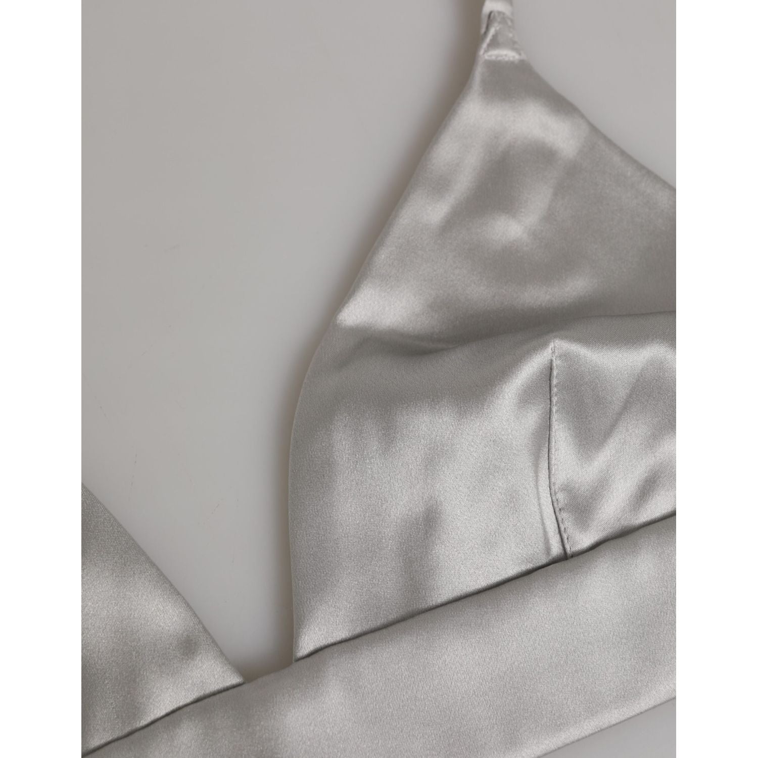 Dolce & Gabbana Gray Silk Satin Triangle Soft Cup Bra Underwear