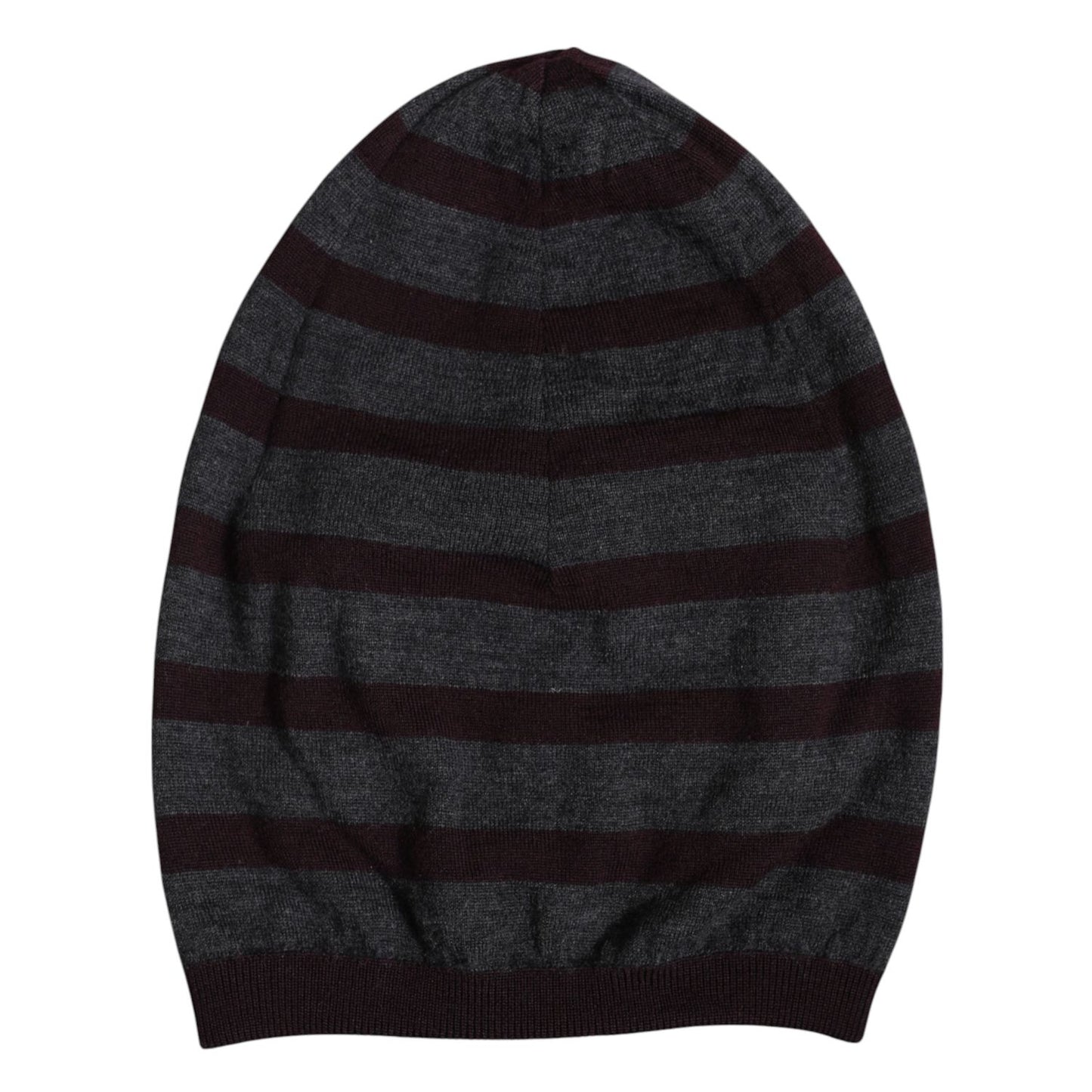 Dolce & Gabbana Gray Striped Wool Knitted Winter Beanie Hat, 100% virgin wool, made in Italy, luxurious men's fashion accessory.