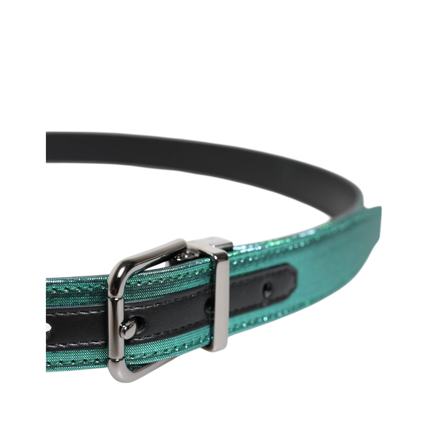 Dolce & Gabbana Green Black Polyester Metal Buckle Belt