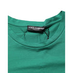 Dolce & Gabbana Green Cotton Graphic Logo Print Crewneck T-shirt featuring premium Italian craftsmanship and classic design.