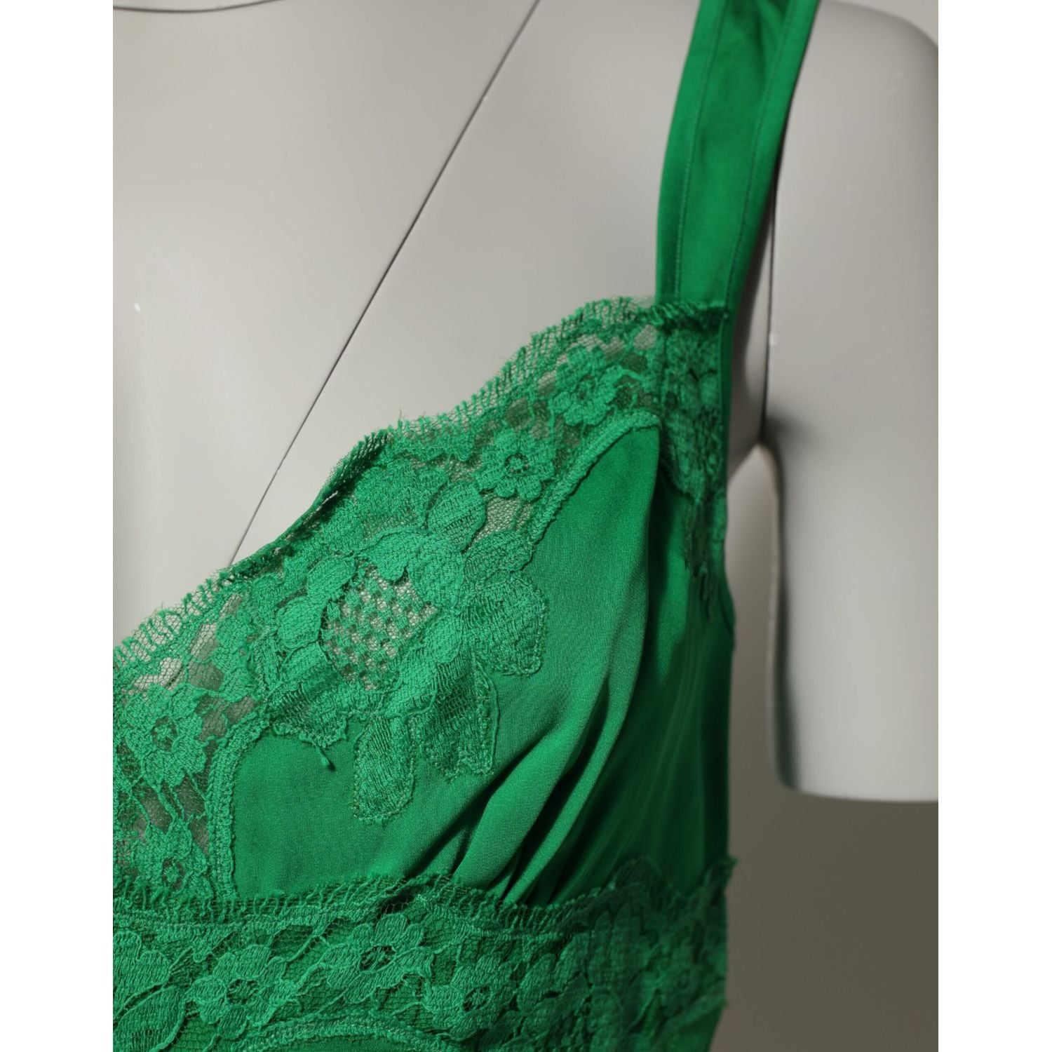 Dolce & Gabbana Green Floral Lace Tank Lingerie Top Underwear