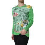 Dolce & Gabbana Green Lemon Print Pullover Silk Women Sweater with vibrant Granita al Limone design, worn by a model.