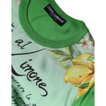 Dolce & Gabbana Green Lemon Print Pullover Silk Women Sweater featuring vibrant lemon and flower design with artistic flair.