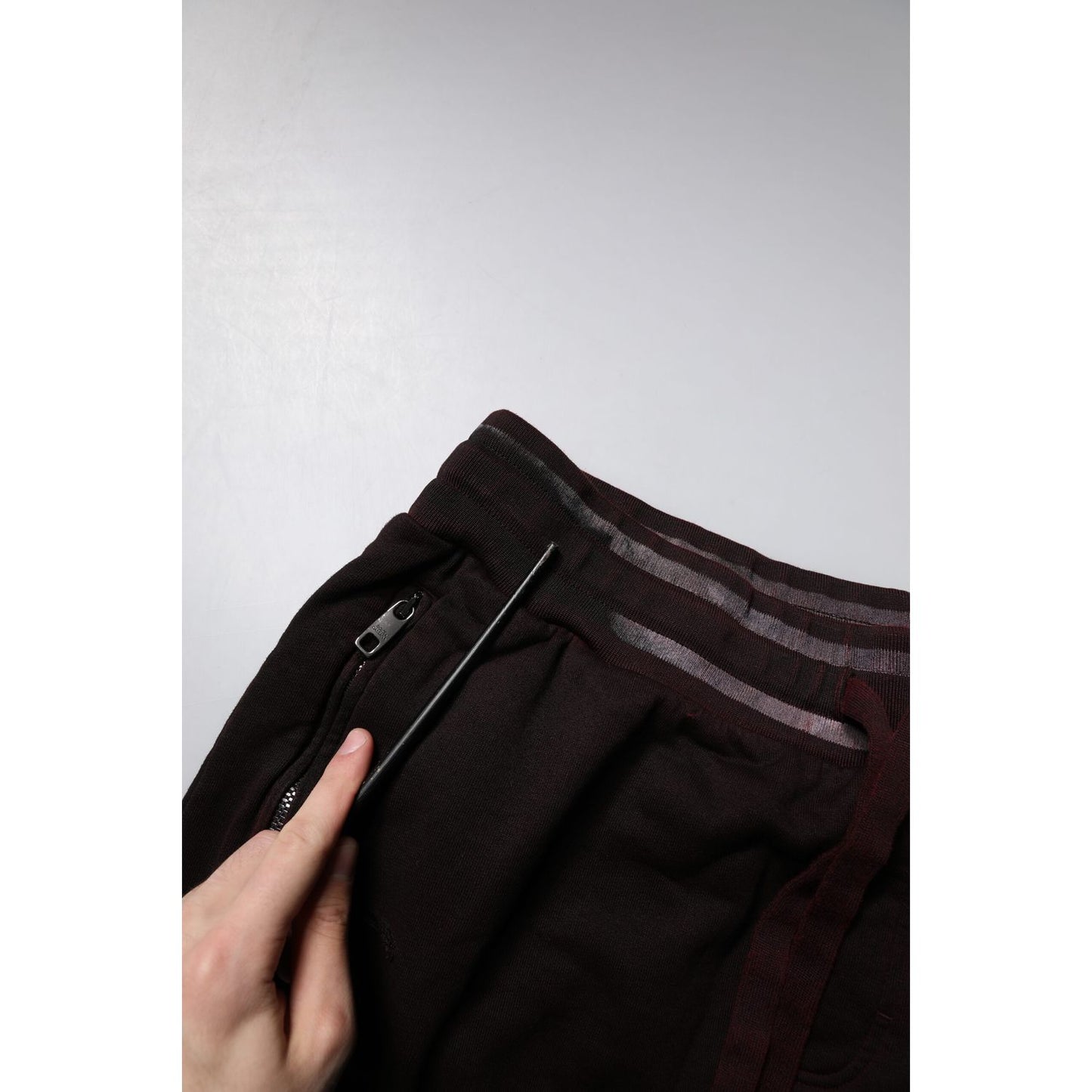 Dolce & Gabbana Maroon Cotton Logo Plaque Men Bermuda Shorts