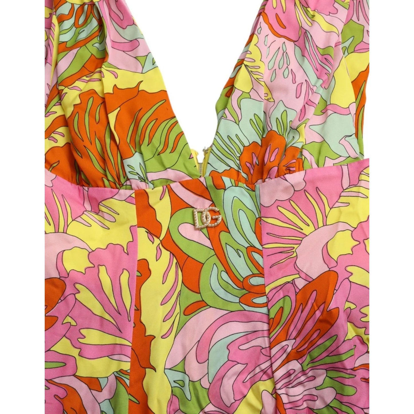 Dolce & Gabbana Multicolor Floral Silk Flared Mini Dress with vibrant print and logo detail