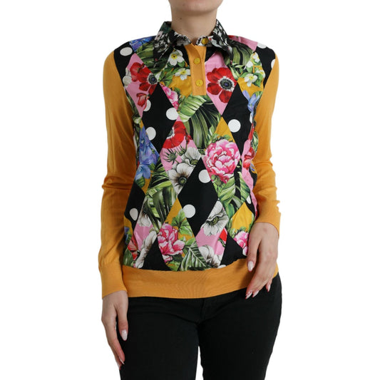 Dolce & Gabbana Multicolor Patchwork Cashmere Henley Sweater 1728,67345645728,Cashmere - Sweaters - Clothing,Clothing,Dolce & Gabbana,IT40|S,Lining: 100% Silk,Multicolor,Preowned / Defect,Sweaters - Clothing,Sweaters - Women - Clothing,Sweatshirts - Sweat