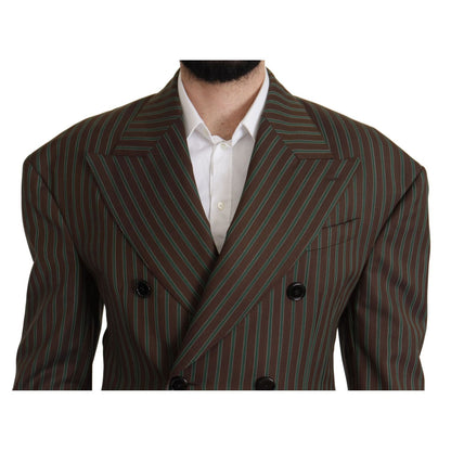 Dolce & Gabbana Multicolor Stripes Double Breasted Blazer Dolce & Gabbana
