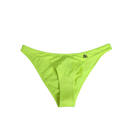 Dolce & Gabbana Neon Green DG Logo Swim Briefs Women Underwear