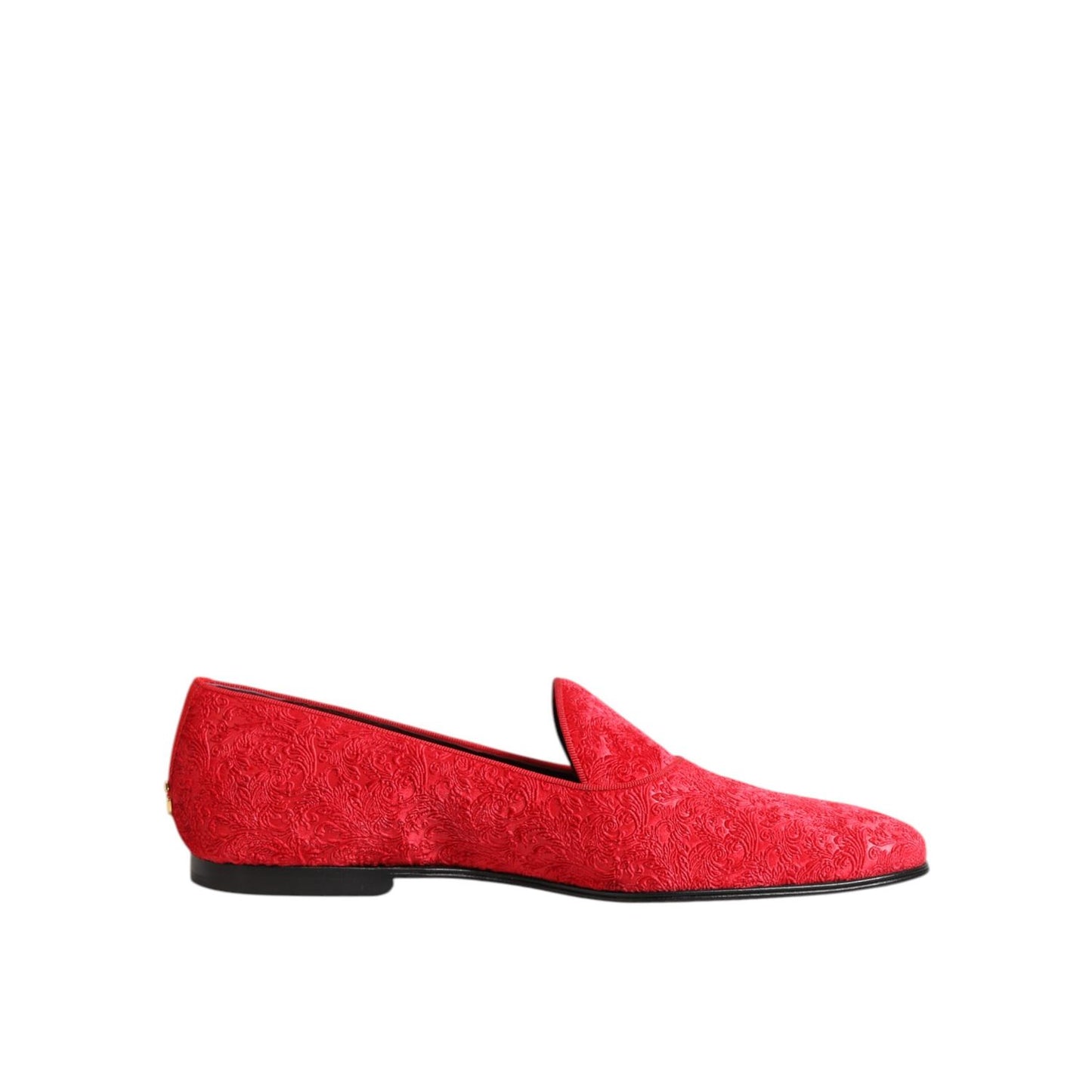 Dolce & Gabbana Red Jacquard Loafers Formal Men Dress Shoes