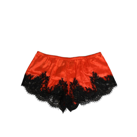 Dolce & Gabbana Red Silk Satin Lace Shorts Underwear