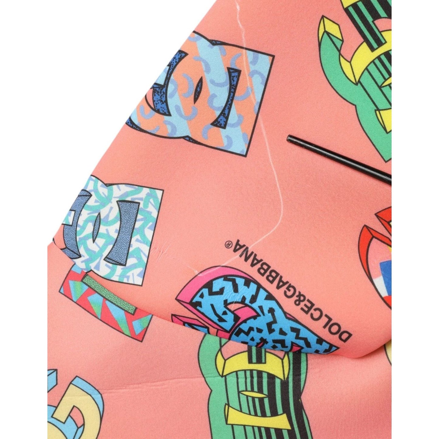 Dolce & Gabbana Salmon Pink Logo Print Sweatshirt Sweater with multicolor logos and minor print defects. Made in Italy.
