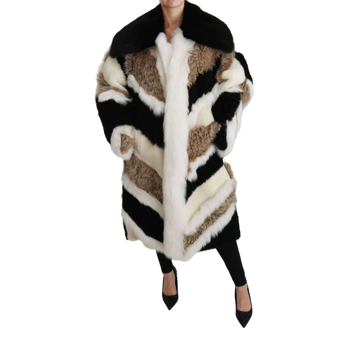 Dolce & Gabbana Sheep Fur Shearling Cape Jacket Coat