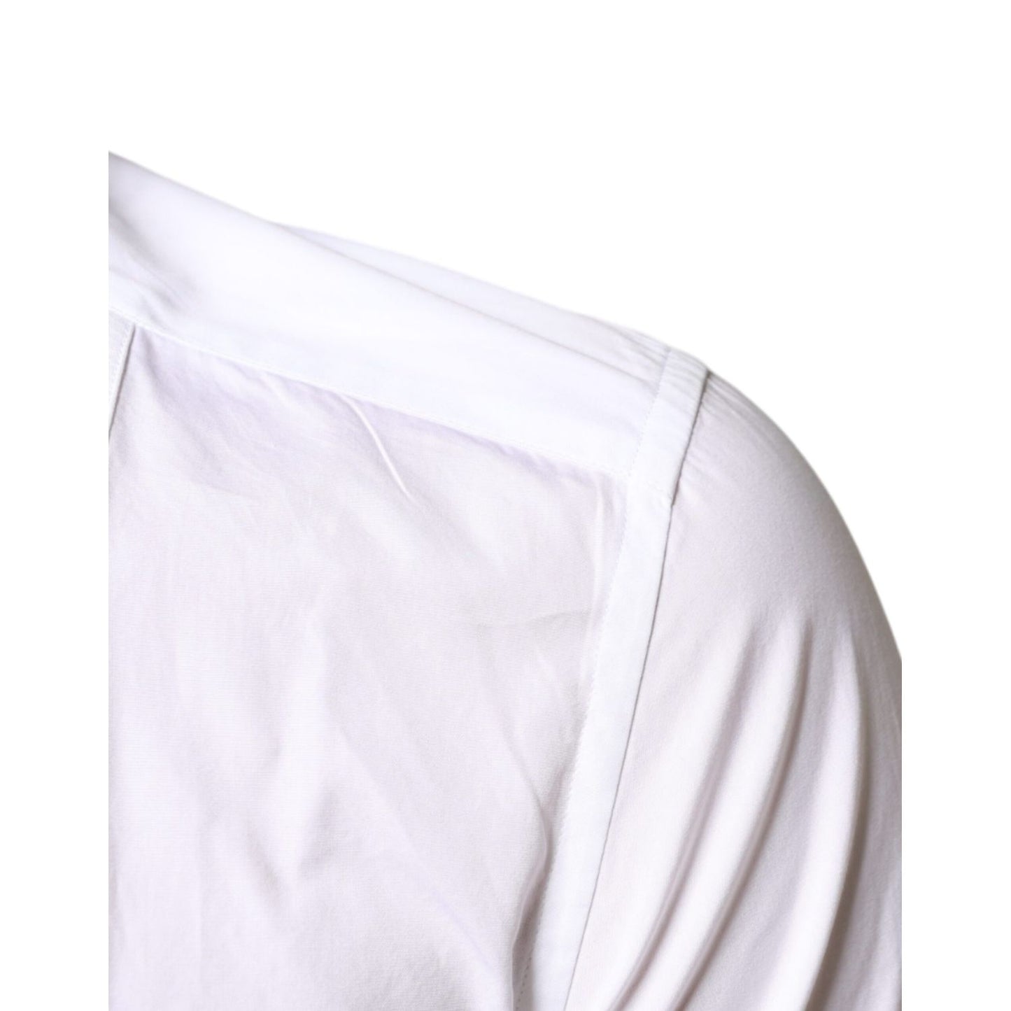 Dolce & Gabbana White Bib Cotton Poplin Formal Dress Shirt showing shoulder detail