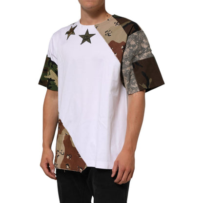 Dolce & Gabbana White Camouflage Patckwork Men Cotton T-shirt