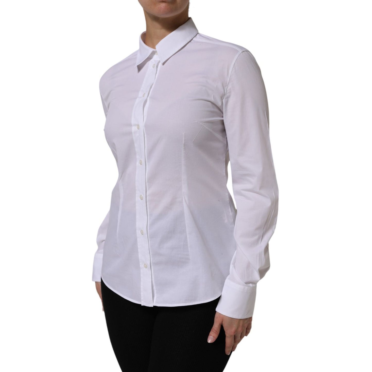 Dolce & Gabbana White Collared Long Sleeves Dress Shirt Top