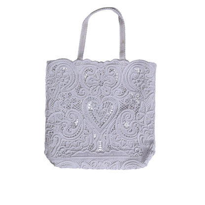 Dolce & Gabbana White Cordonetto Lace Beatrice Tote Shopping Bag