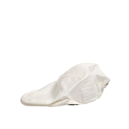 Dolce & Gabbana White Cotton Blend Leather Trim Flat Men Cap Hat