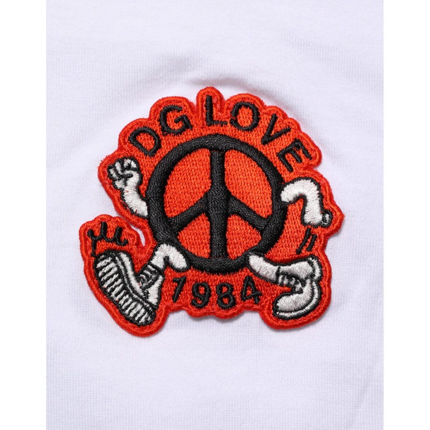 Dolce & Gabbana White Cotton DG Love Patch Crew Neck T-shirt